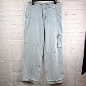 Love, Fire Light Wash Wide Leg Cargo Jeans Size 13/31